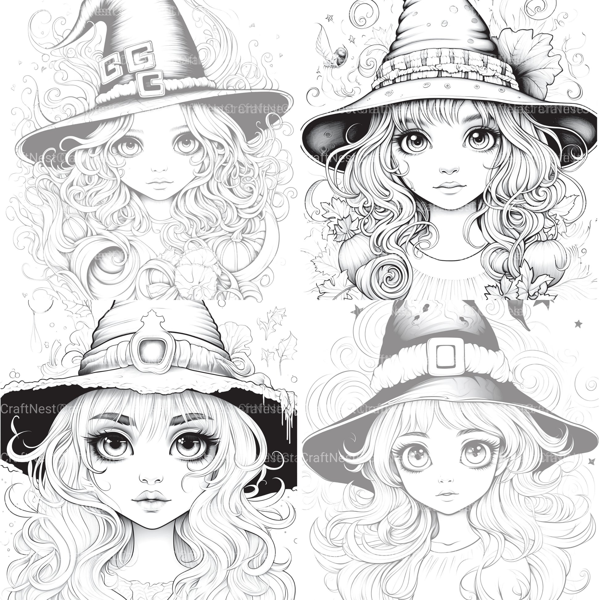 Cute Witch Coloring Book - CraftNest - Digital Crafting and Art