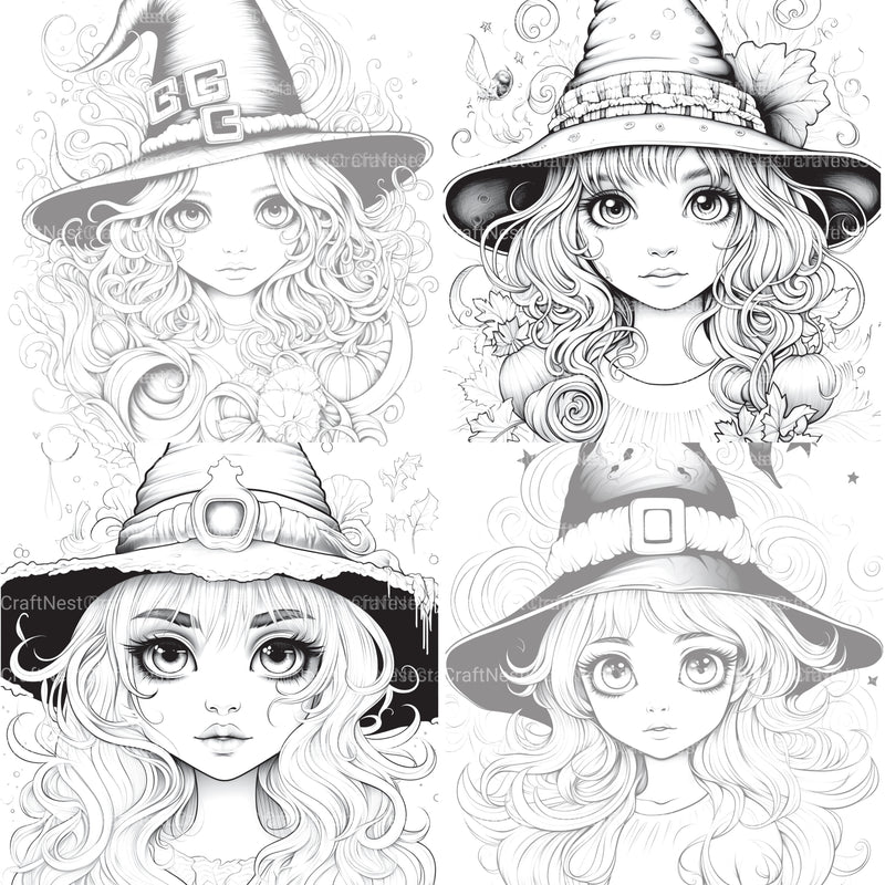 Cute Witch Coloring Book - CraftNest - Digital Crafting and Art
