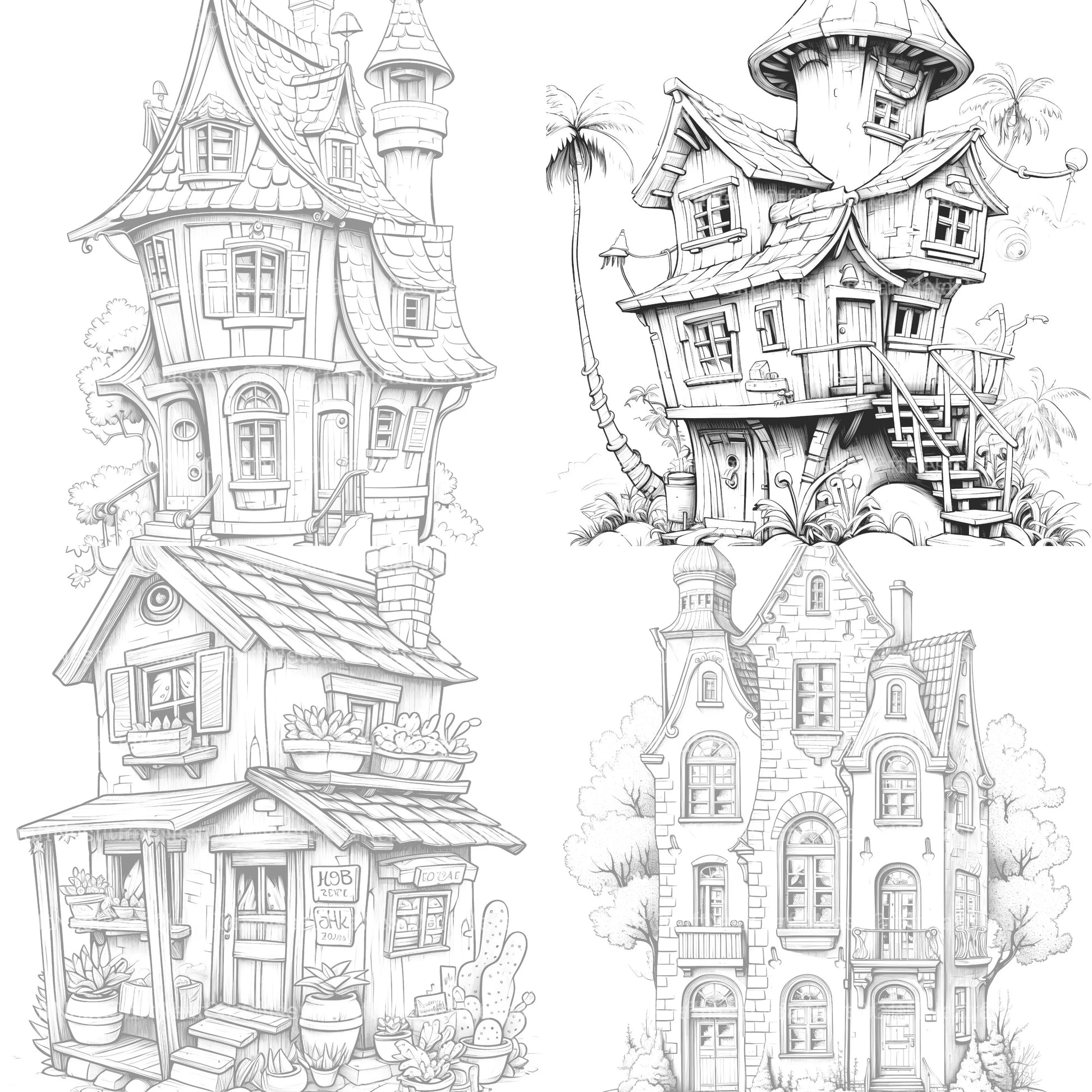 Mixed Tiny House Coloring Book - CraftNest - Digital Crafting and Art