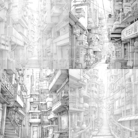 Cyberpunk Street Coloring Book - CraftNest - Digital Crafting and Art