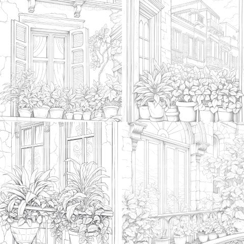 Mediterranean Windows Coloring Book - CraftNest - Digital Crafting and Art