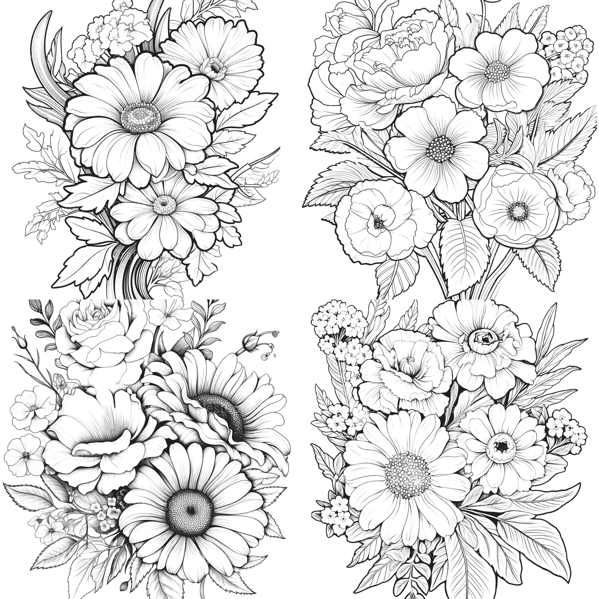 Flower Coloring Book 2 - CraftNest - Digital Crafting and Art