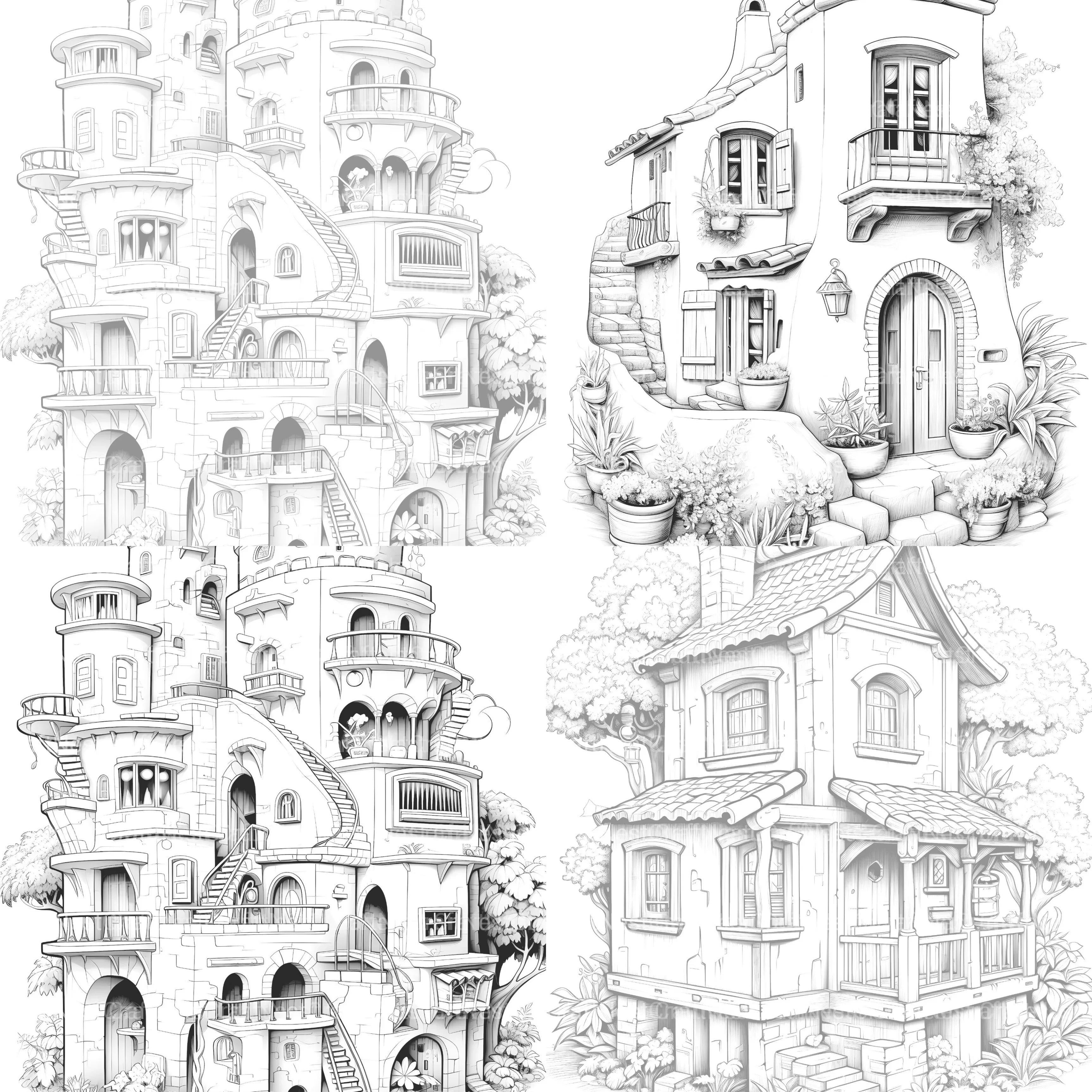 Mixed Tiny House Coloring Book - CraftNest - Digital Crafting and Art