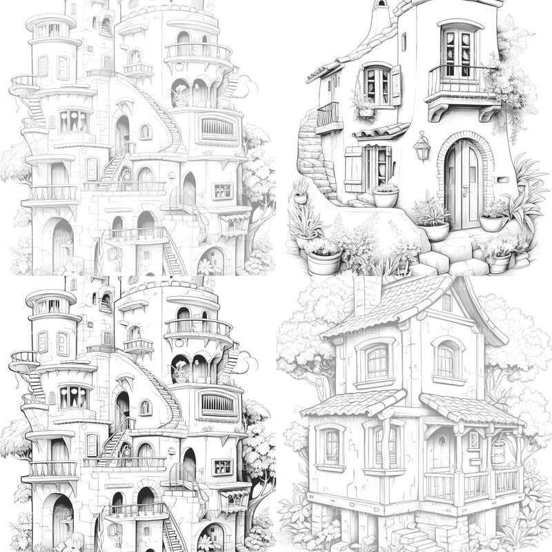 Mixed Tiny House Coloring Book - CraftNest - Digital Crafting and Art