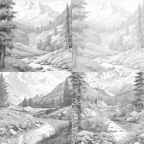 Mountain Landscapes Coloring Book - CraftNest - Digital Crafting and Art