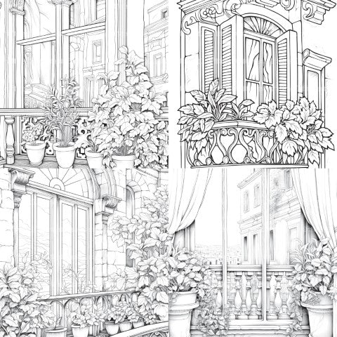Mediterranean Windows Coloring Book - CraftNest - Digital Crafting and Art