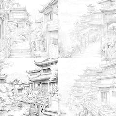 Old Chinese Villages Coloring Book - CraftNest - Digital Crafting and Art