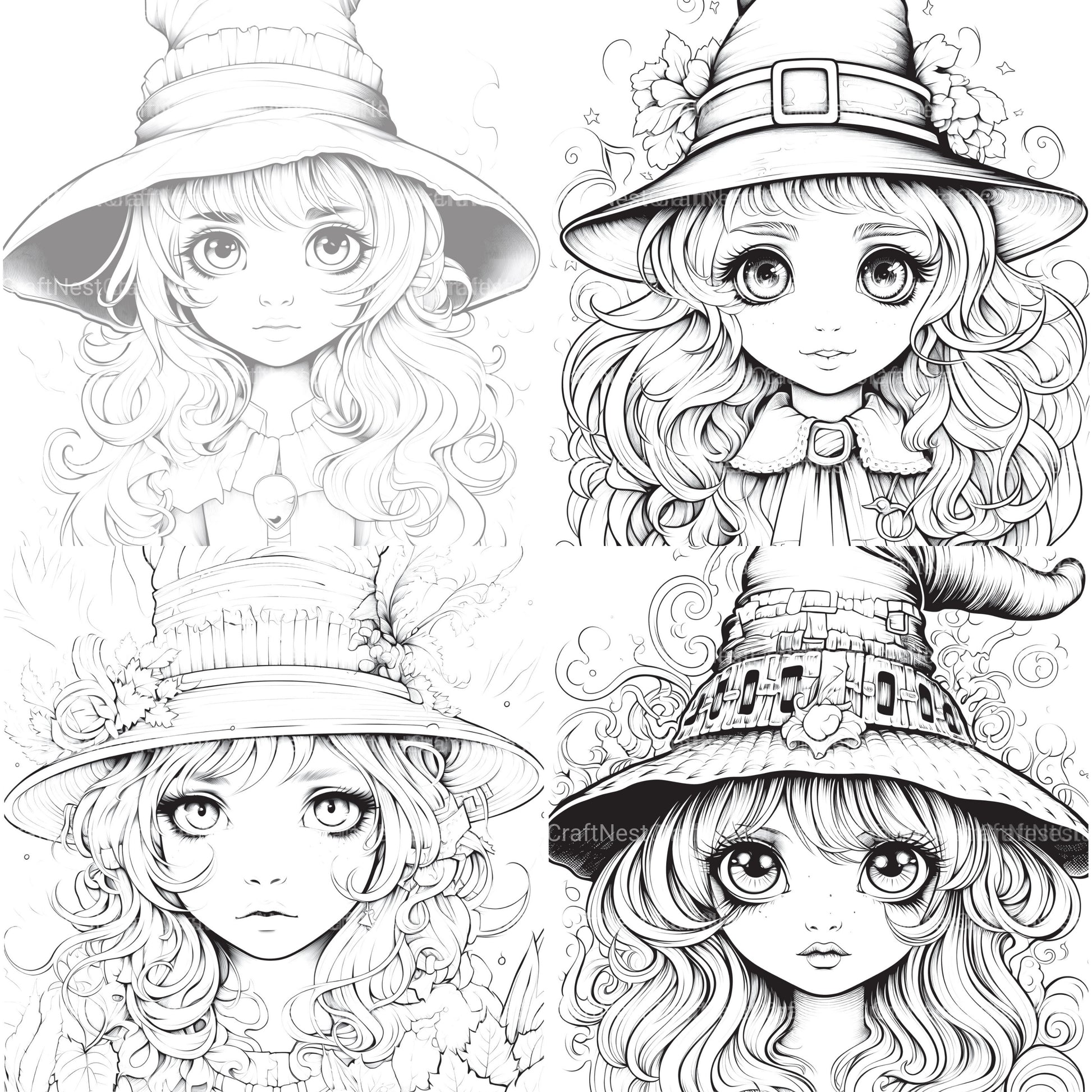 Cute Witch Coloring Book - CraftNest - Digital Crafting and Art
