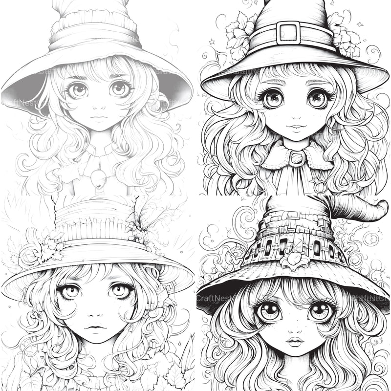 Cute Witch Coloring Book - CraftNest - Digital Crafting and Art