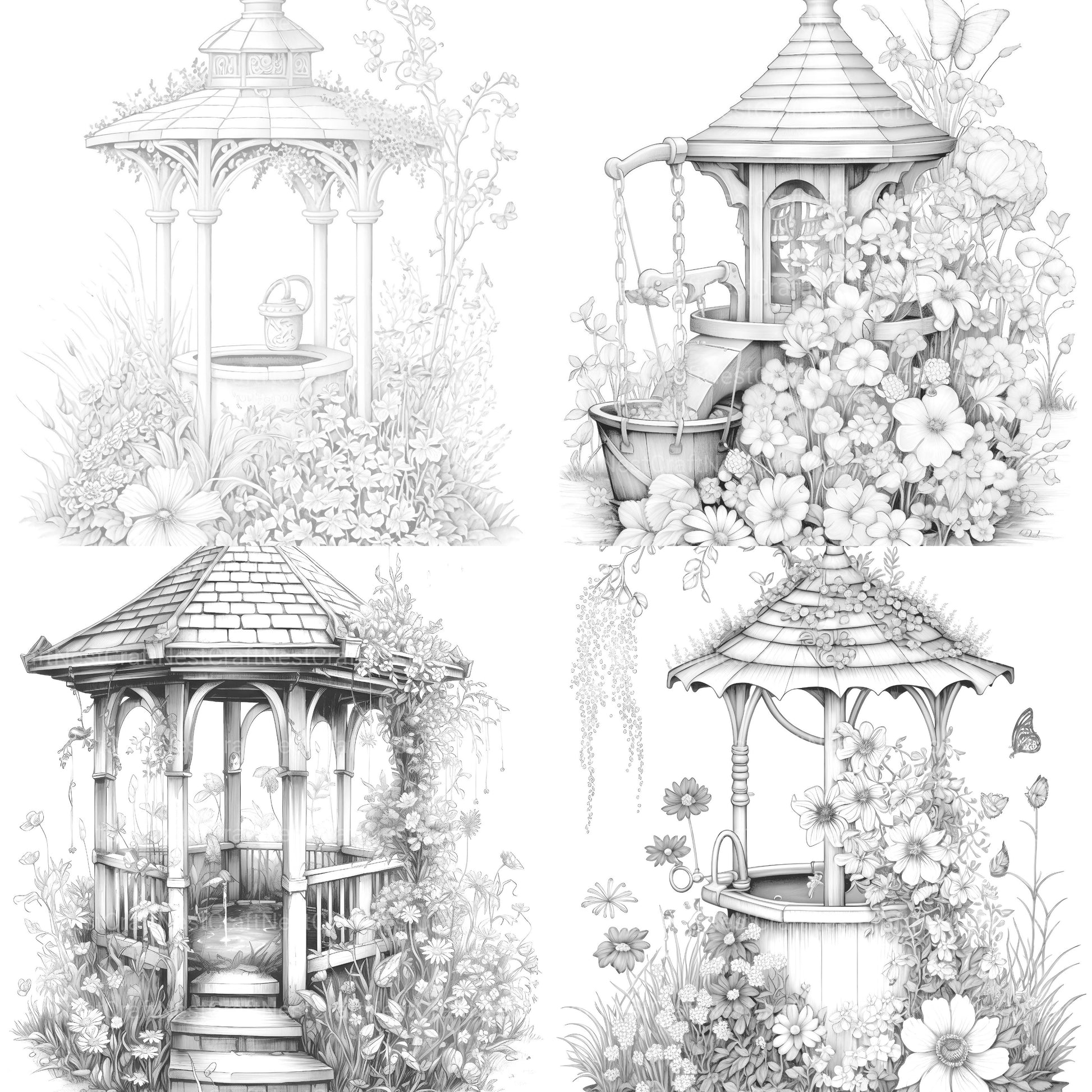 Wishing Well Coloring Book - CraftNest - Digital Crafting and Art