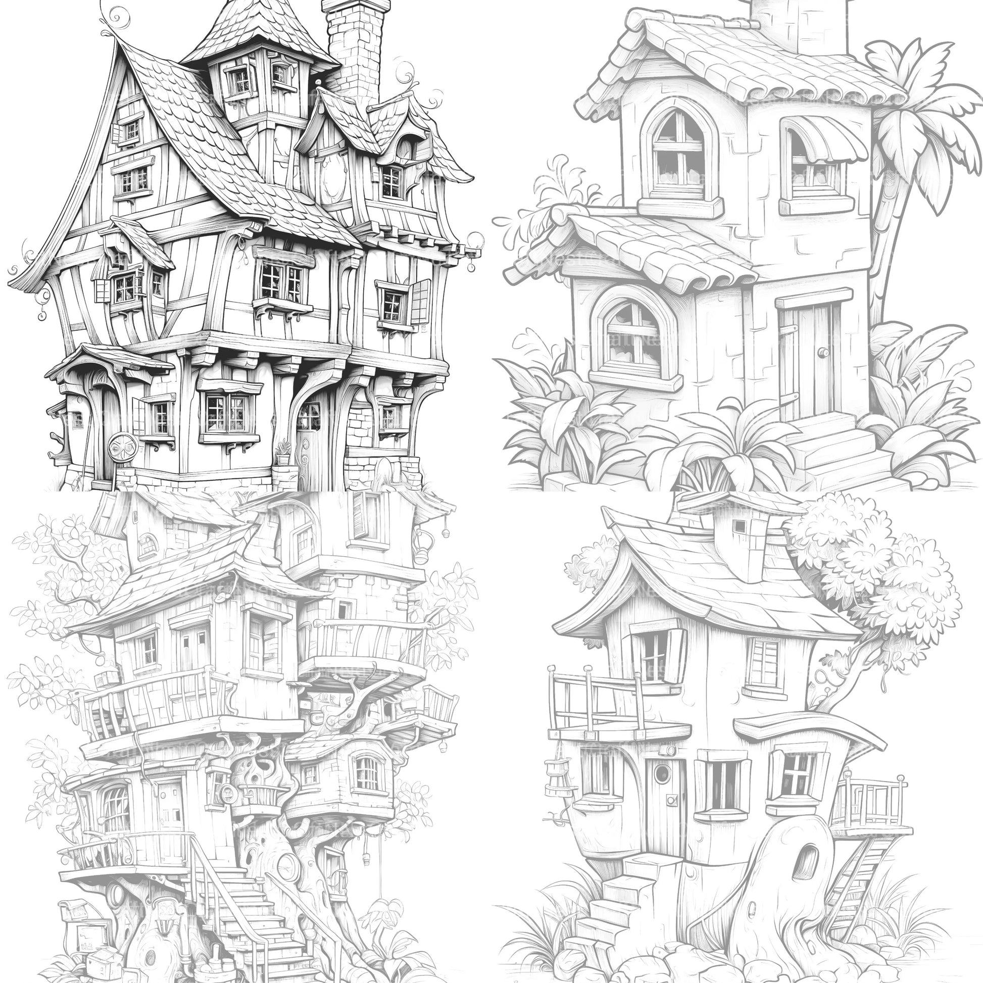 Mixed Tiny House Coloring Book - CraftNest - Digital Crafting and Art