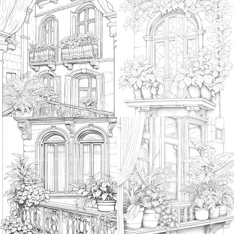 Mediterranean Windows Coloring Book - CraftNest - Digital Crafting and Art