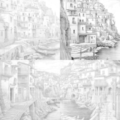 Italian Coastal Villages Coloring Book - CraftNest - Digital Crafting and Art