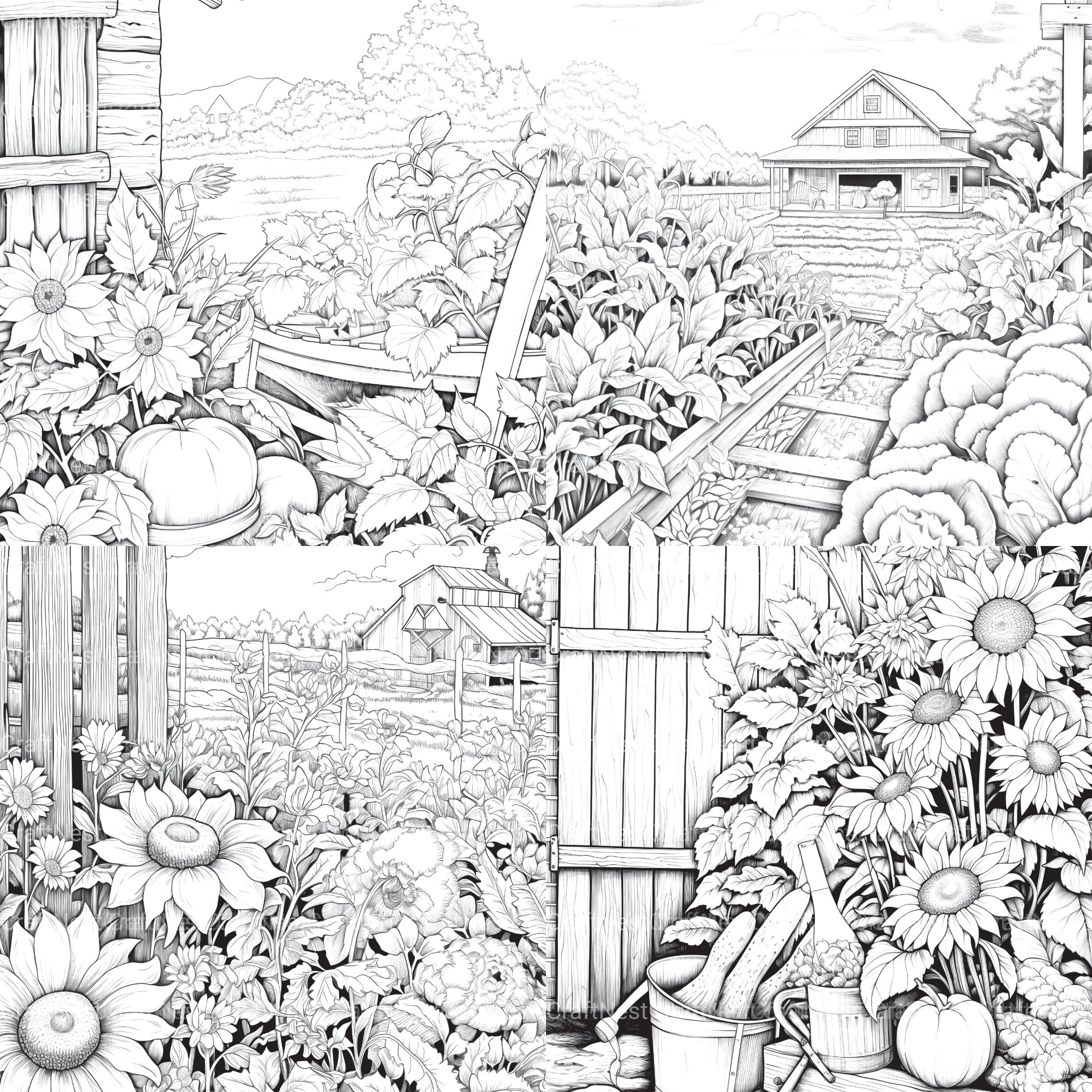 Farmers Garden Coloring Book 2 - CraftNest - Digital Crafting and Art