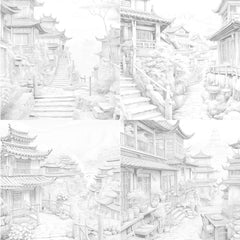 Old Chinese Villages Coloring Book - CraftNest - Digital Crafting and Art