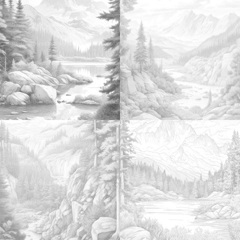 Mountain Landscapes Coloring Book - CraftNest - Digital Crafting and Art