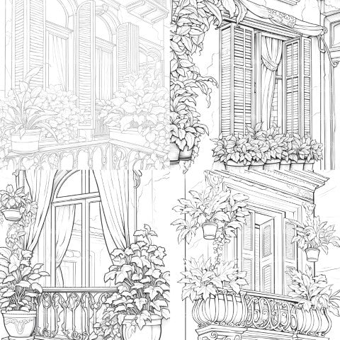 Mediterranean Windows Coloring Book - CraftNest - Digital Crafting and Art