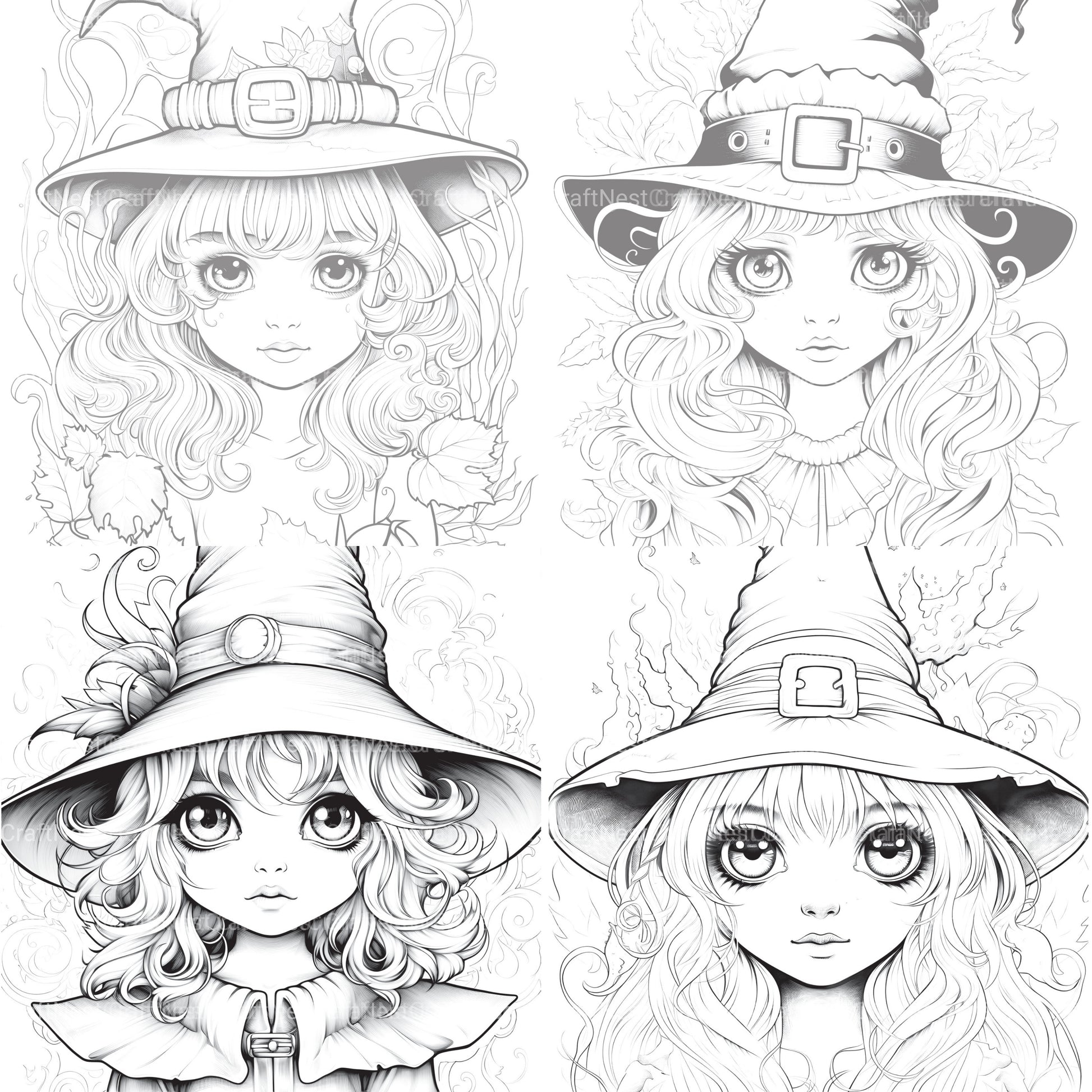 Cute Witch Coloring Book - CraftNest - Digital Crafting and Art