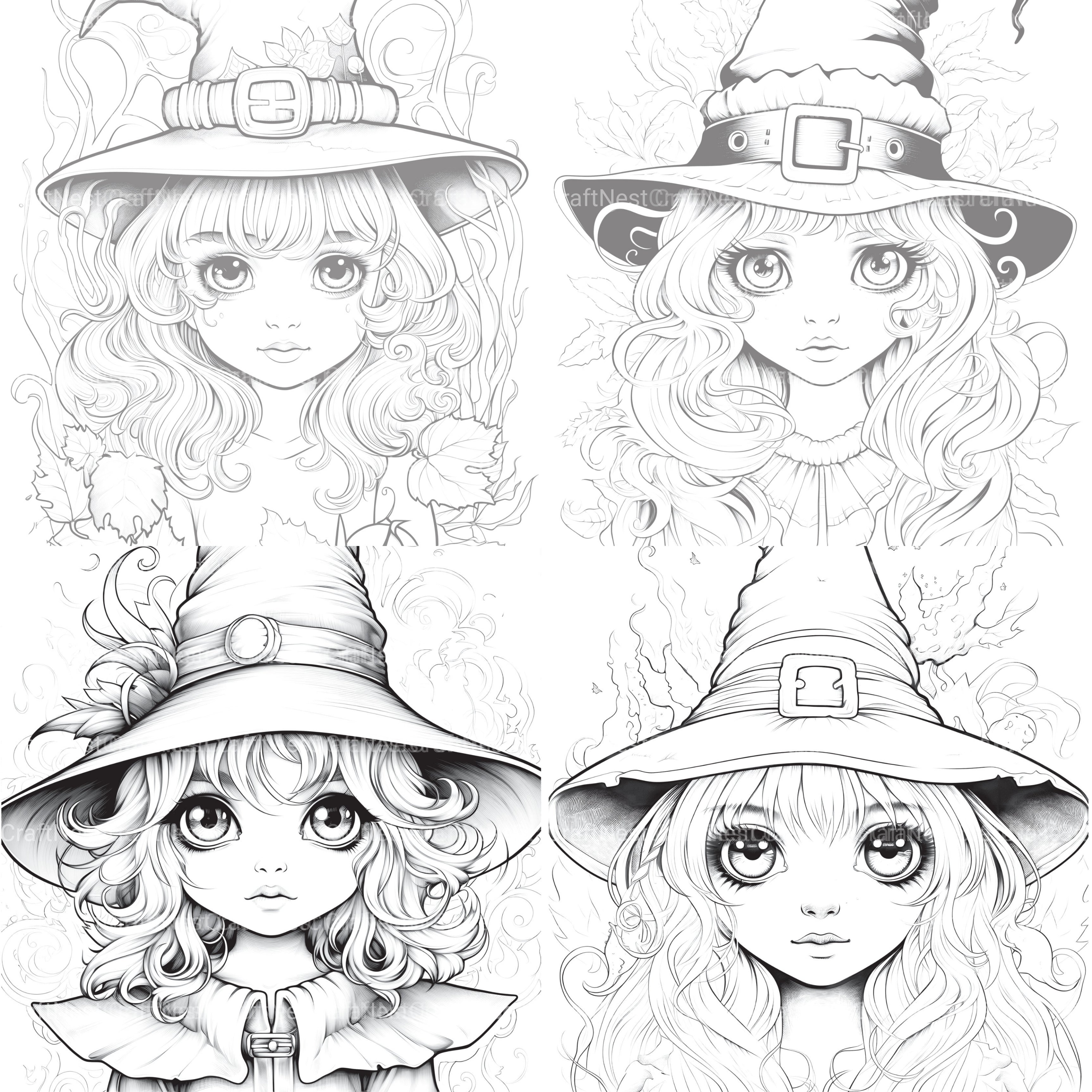 Cute Witch Coloring Book - CraftNest - Digital Crafting and Art