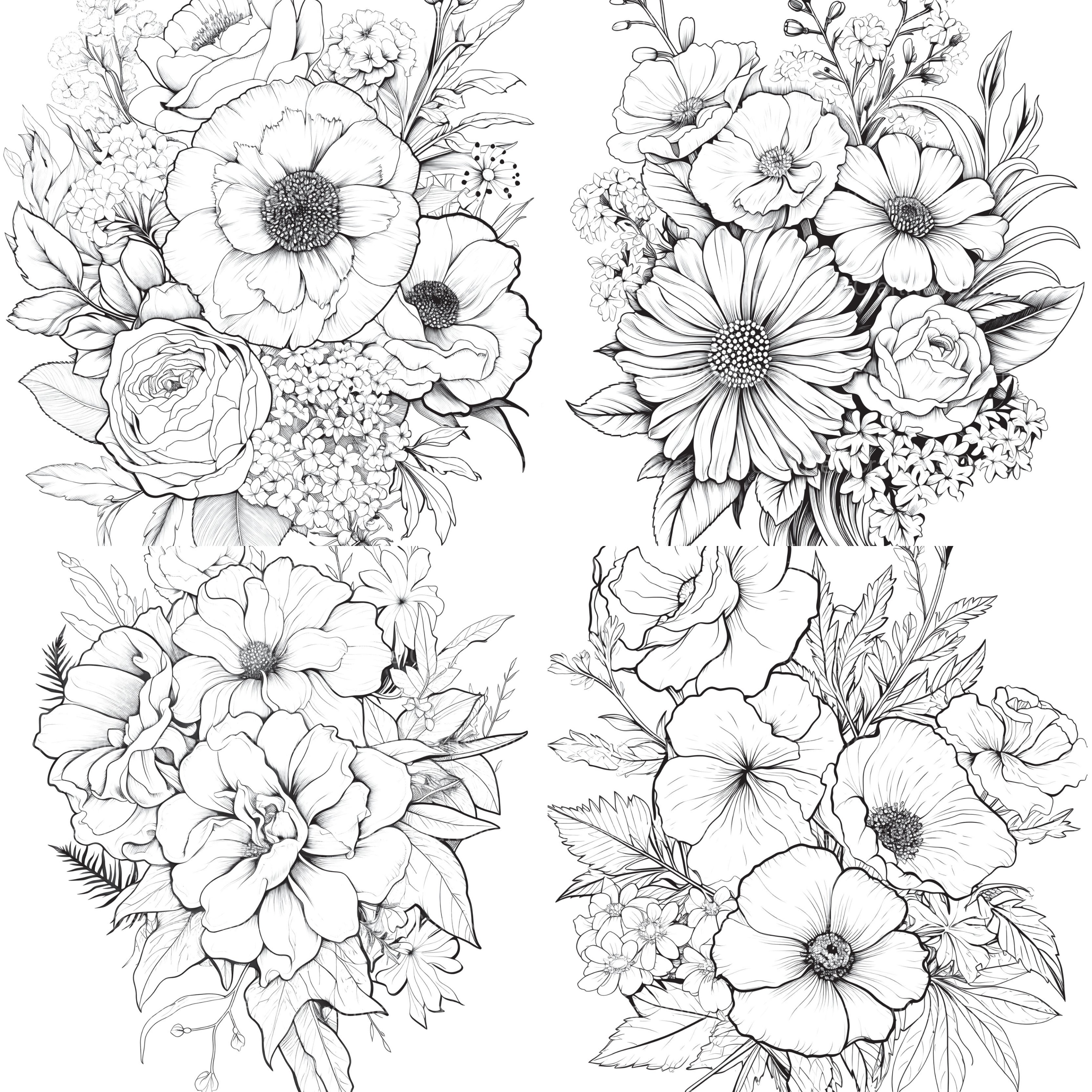 Flower Coloring Book 2 - CraftNest - Digital Crafting and Art