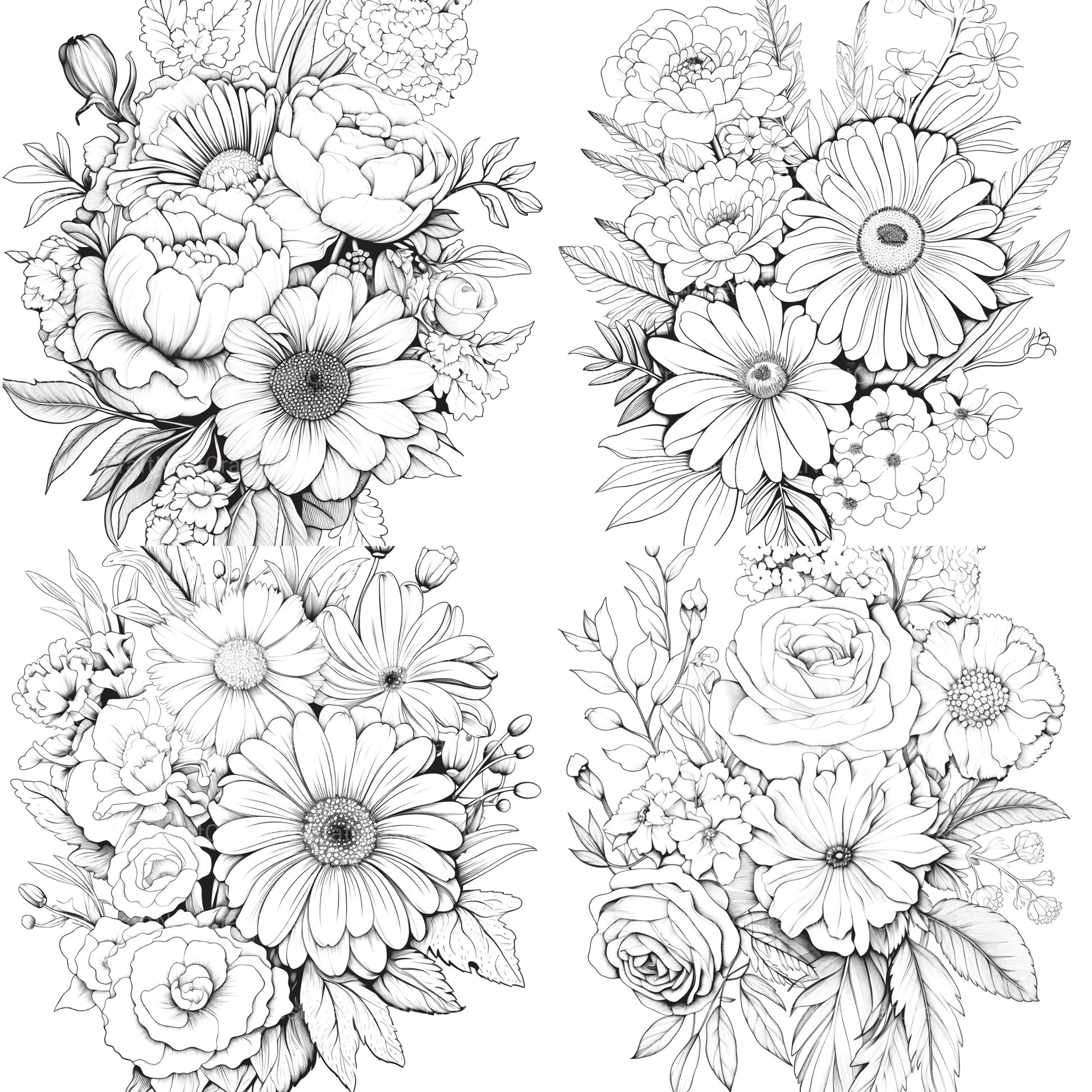 Flower Coloring Book 2 - CraftNest - Digital Crafting and Art