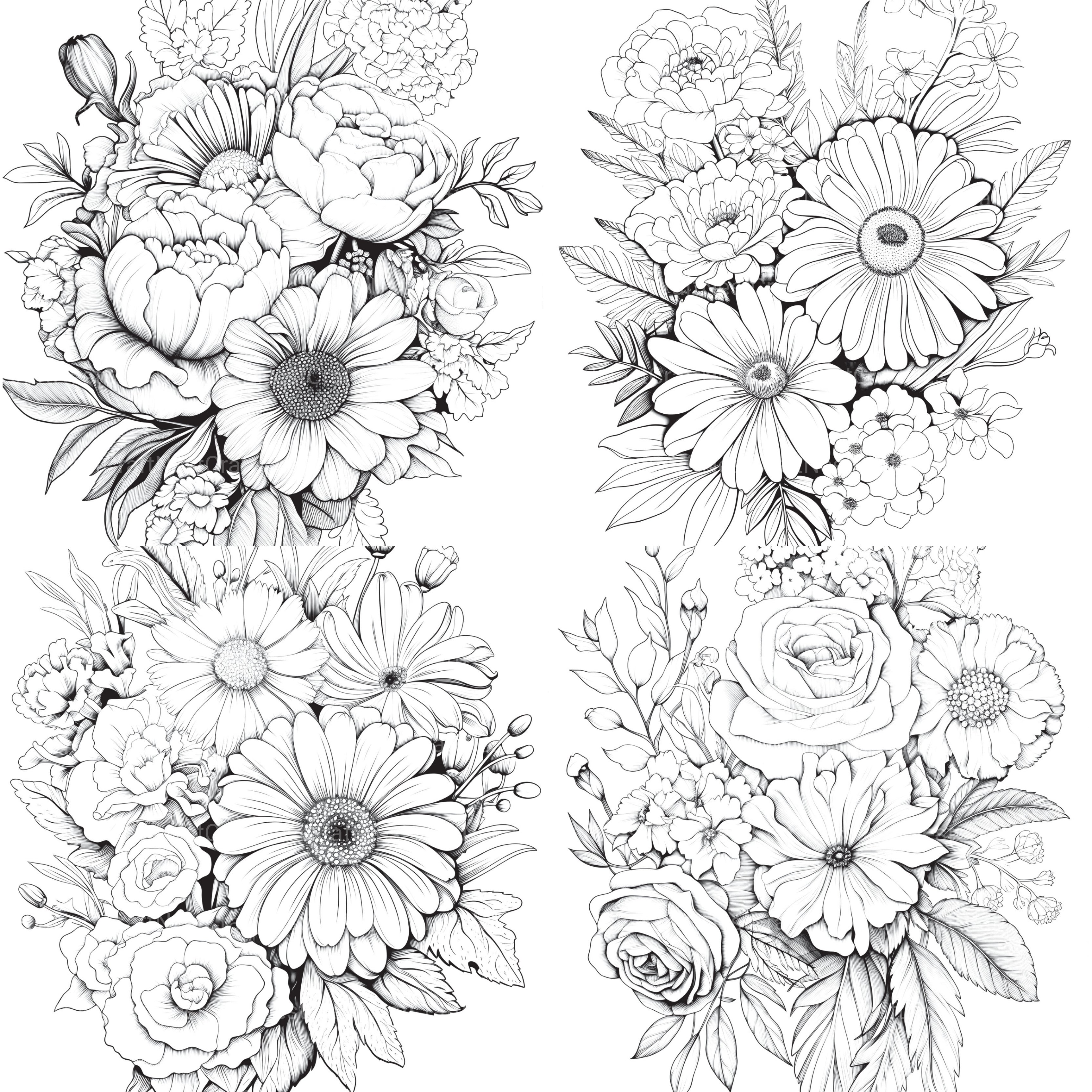 Flower Coloring Book 2 - CraftNest - Digital Crafting and Art