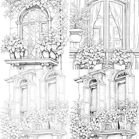 Mediterranean Windows Coloring Book - CraftNest - Digital Crafting and Art
