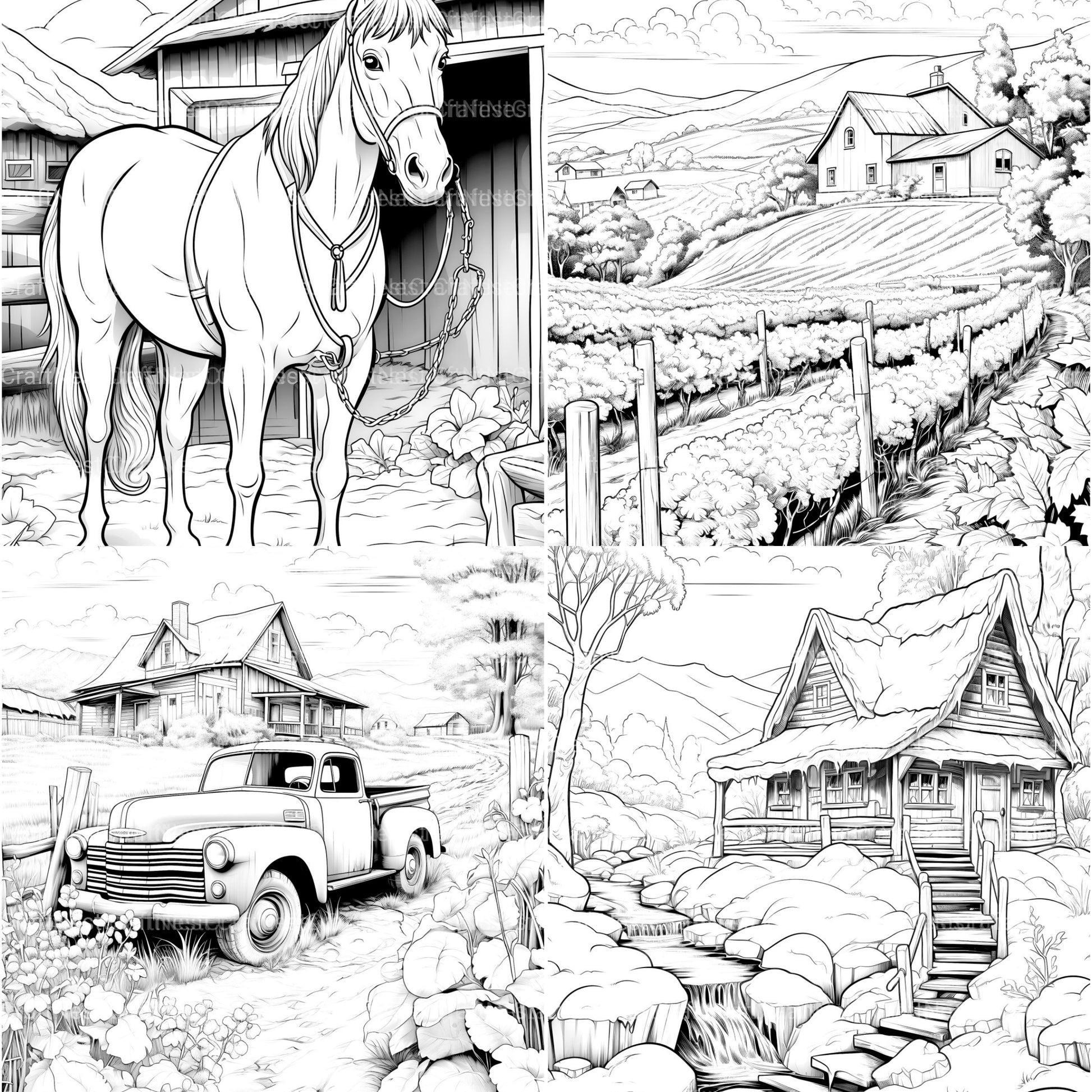 Country Life Coloring Book - CraftNest - Digital Crafting and Art