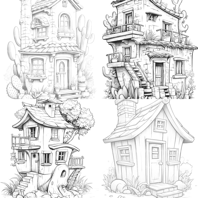 Mixed Tiny House Coloring Book - CraftNest - Digital Crafting and Art