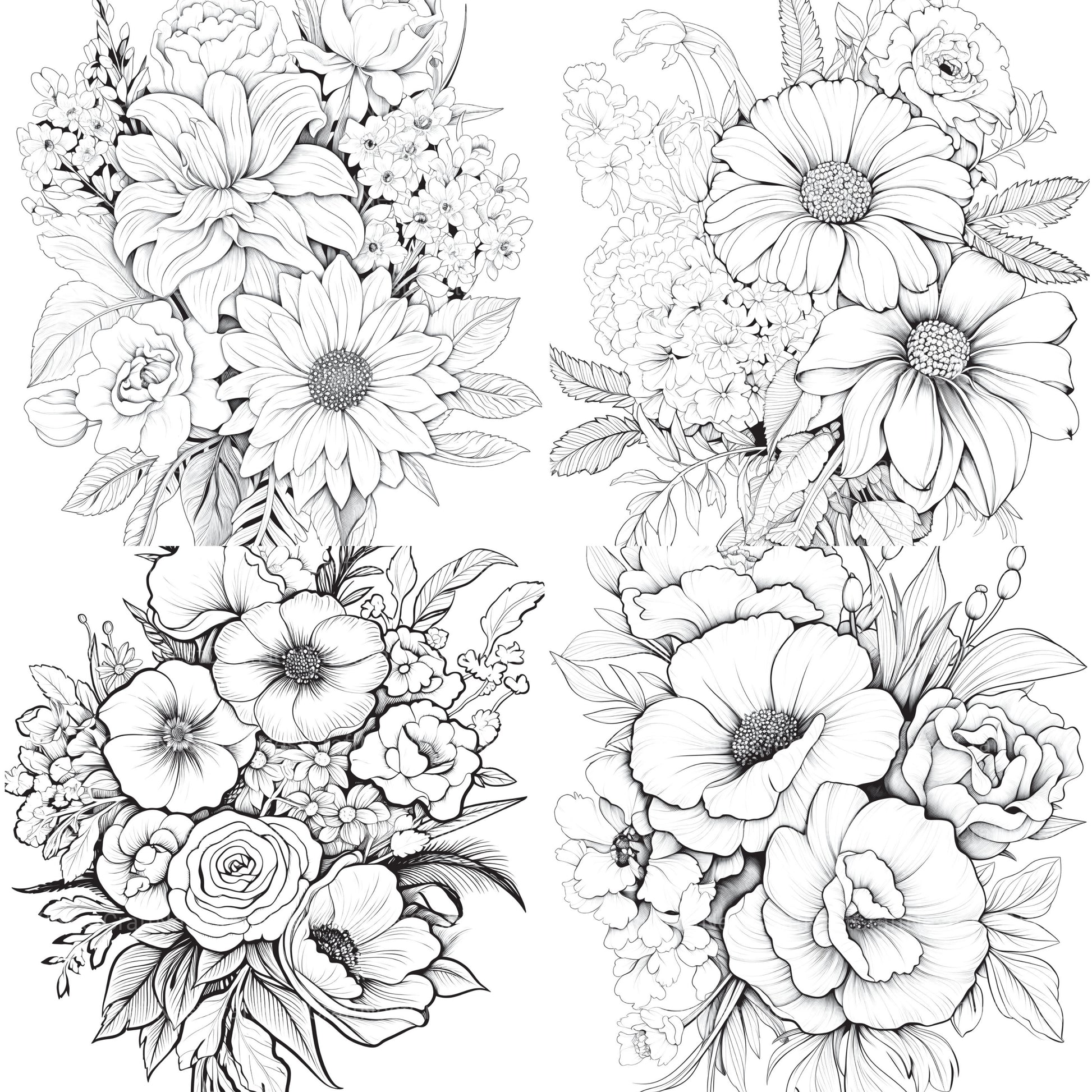 Flower Coloring Book 2 - CraftNest - Digital Crafting and Art