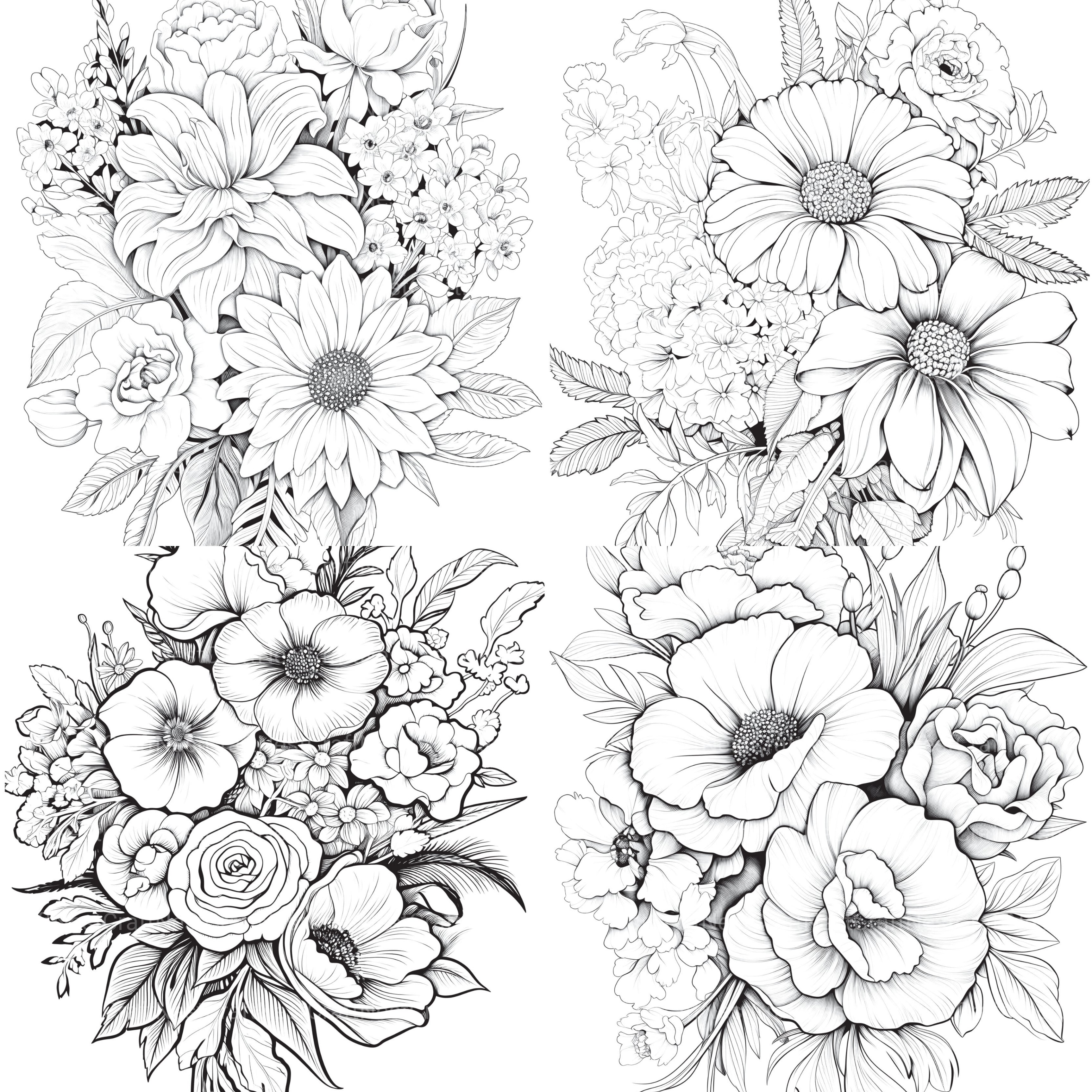 Flower Coloring Book 2 - CraftNest - Digital Crafting and Art
