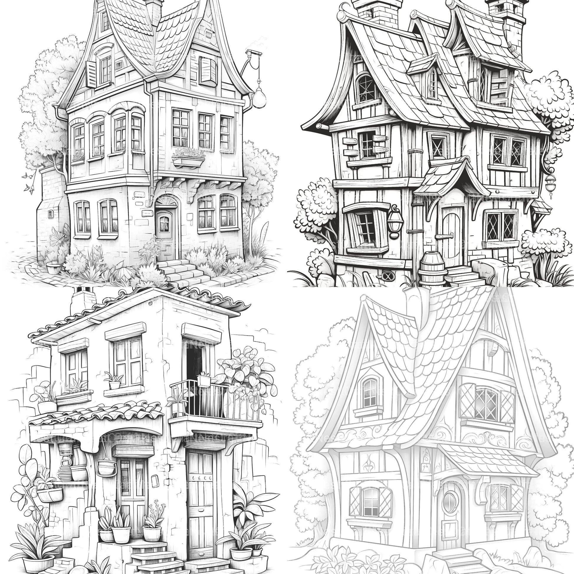 Mixed Tiny House Coloring Book - CraftNest - Digital Crafting and Art
