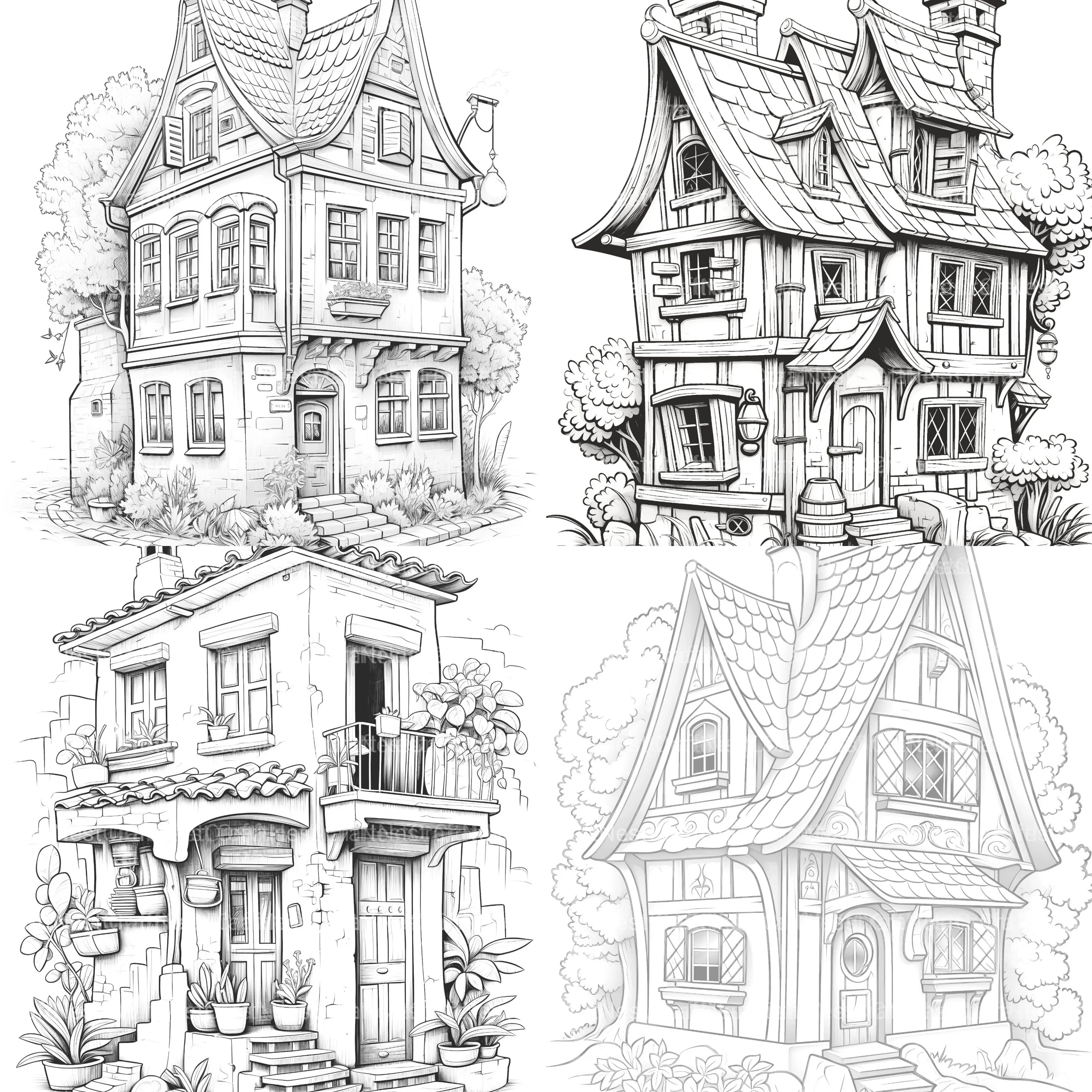Mixed Tiny House Coloring Book - CraftNest - Digital Crafting and Art