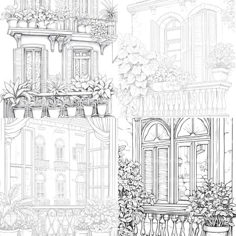 Mediterranean Windows Coloring Book - CraftNest - Digital Crafting and Art