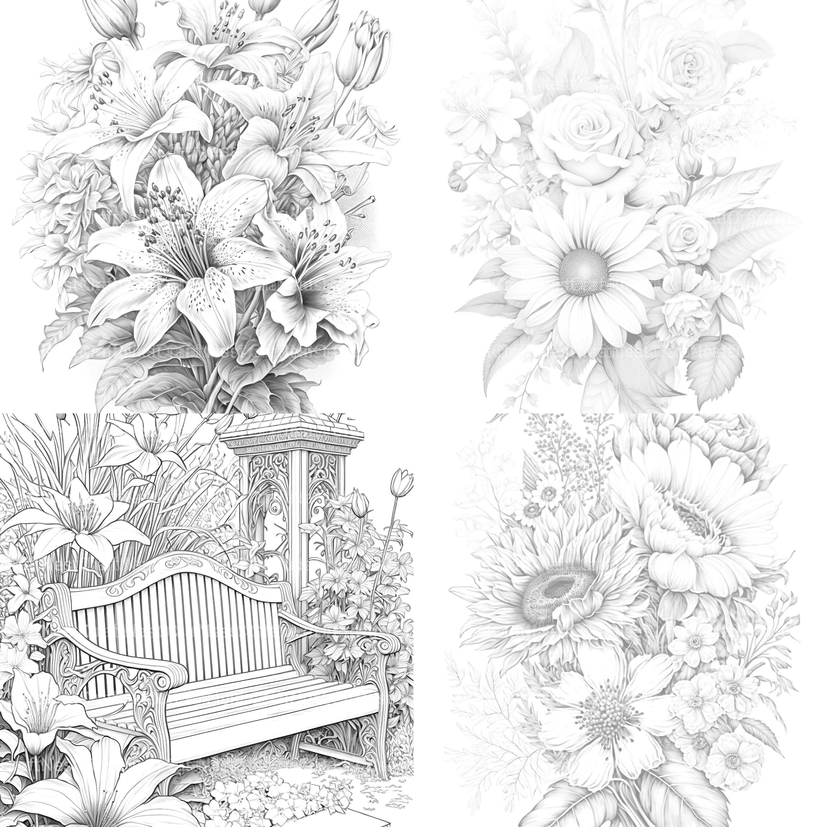 Flower Coloring Book 3 - CraftNest - Digital Crafting and Art