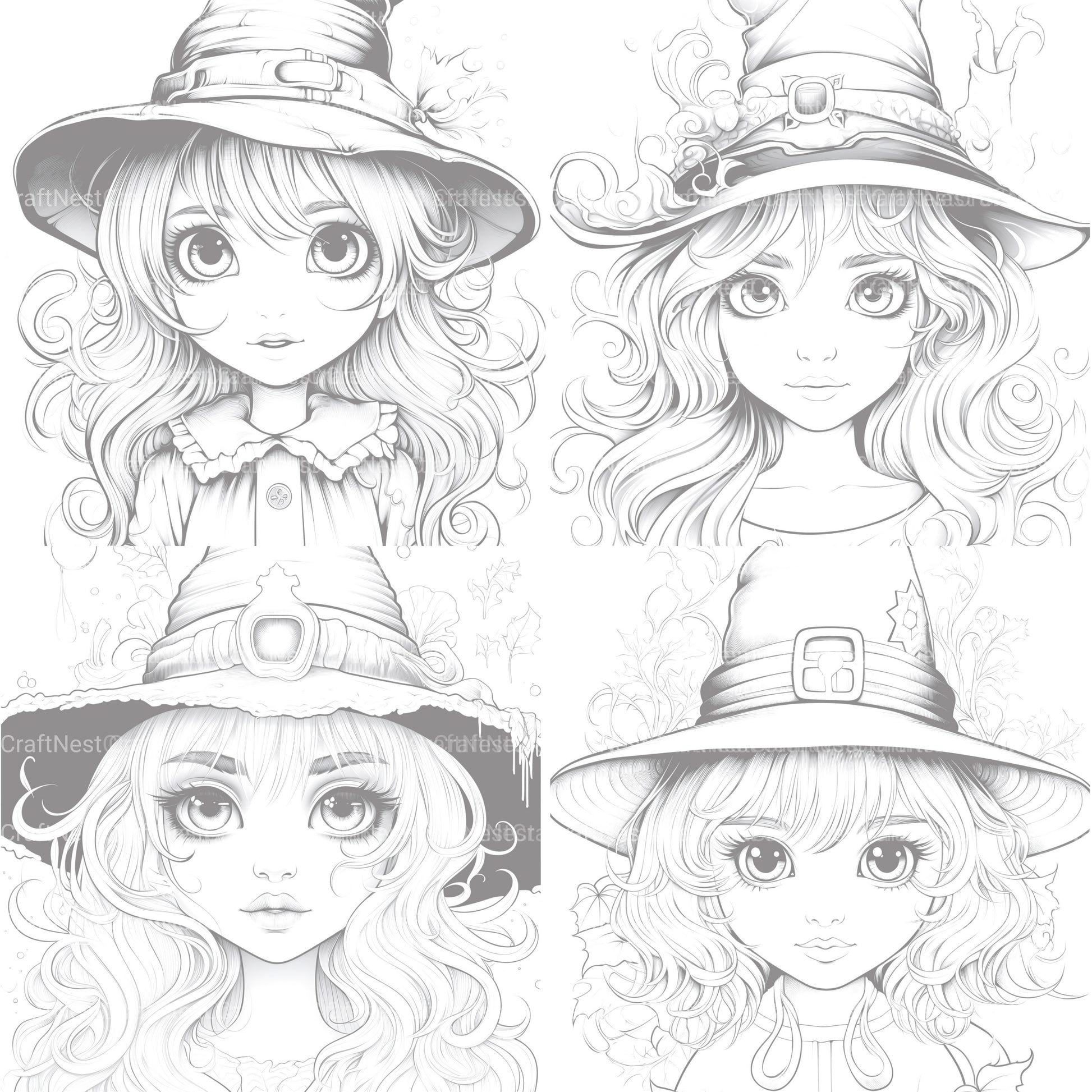 Cute Witch Coloring Book - CraftNest - Digital Crafting and Art