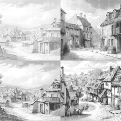 French Village Coloring Book - CraftNest - Digital Crafting and Art