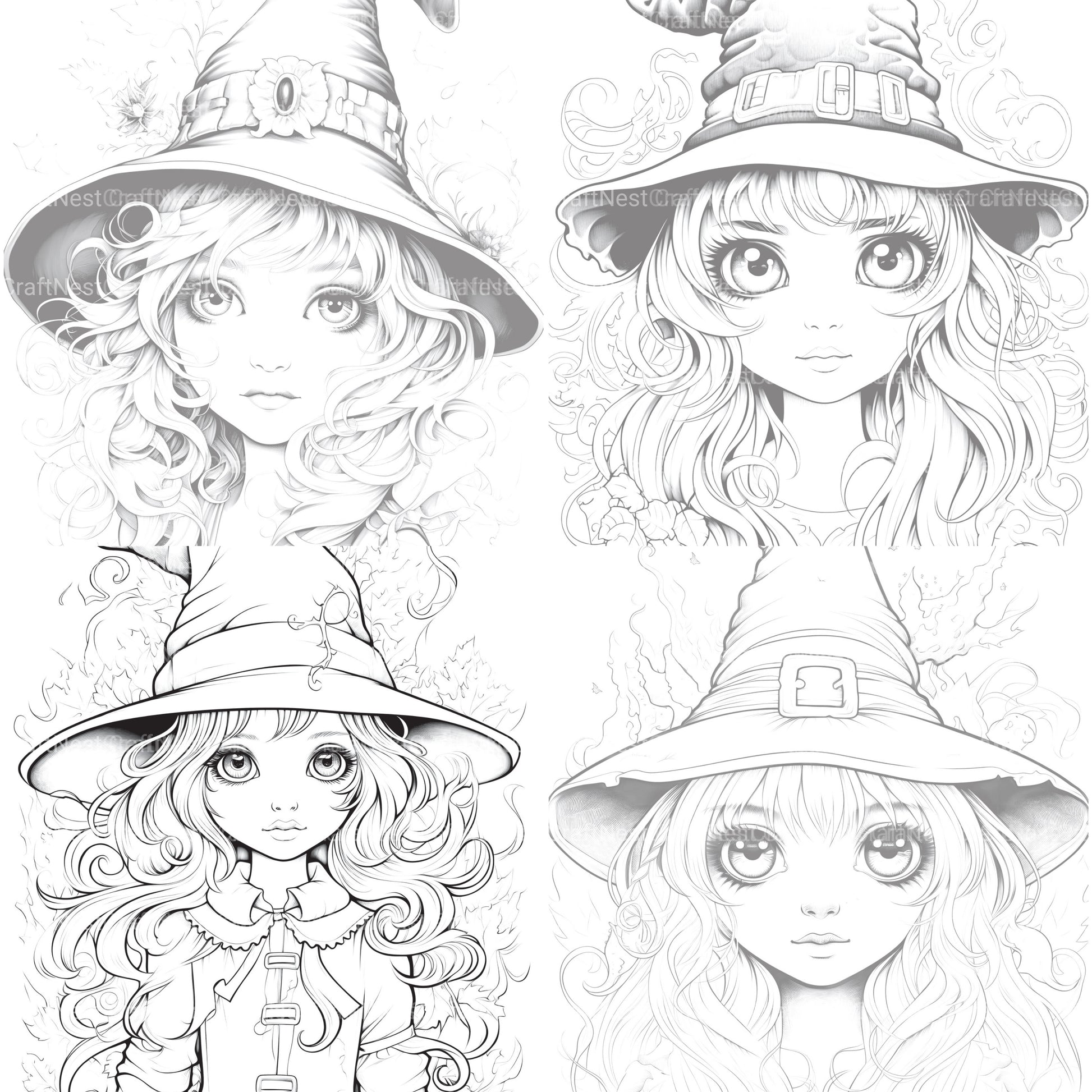 Cute Witch Coloring Book - CraftNest - Digital Crafting and Art