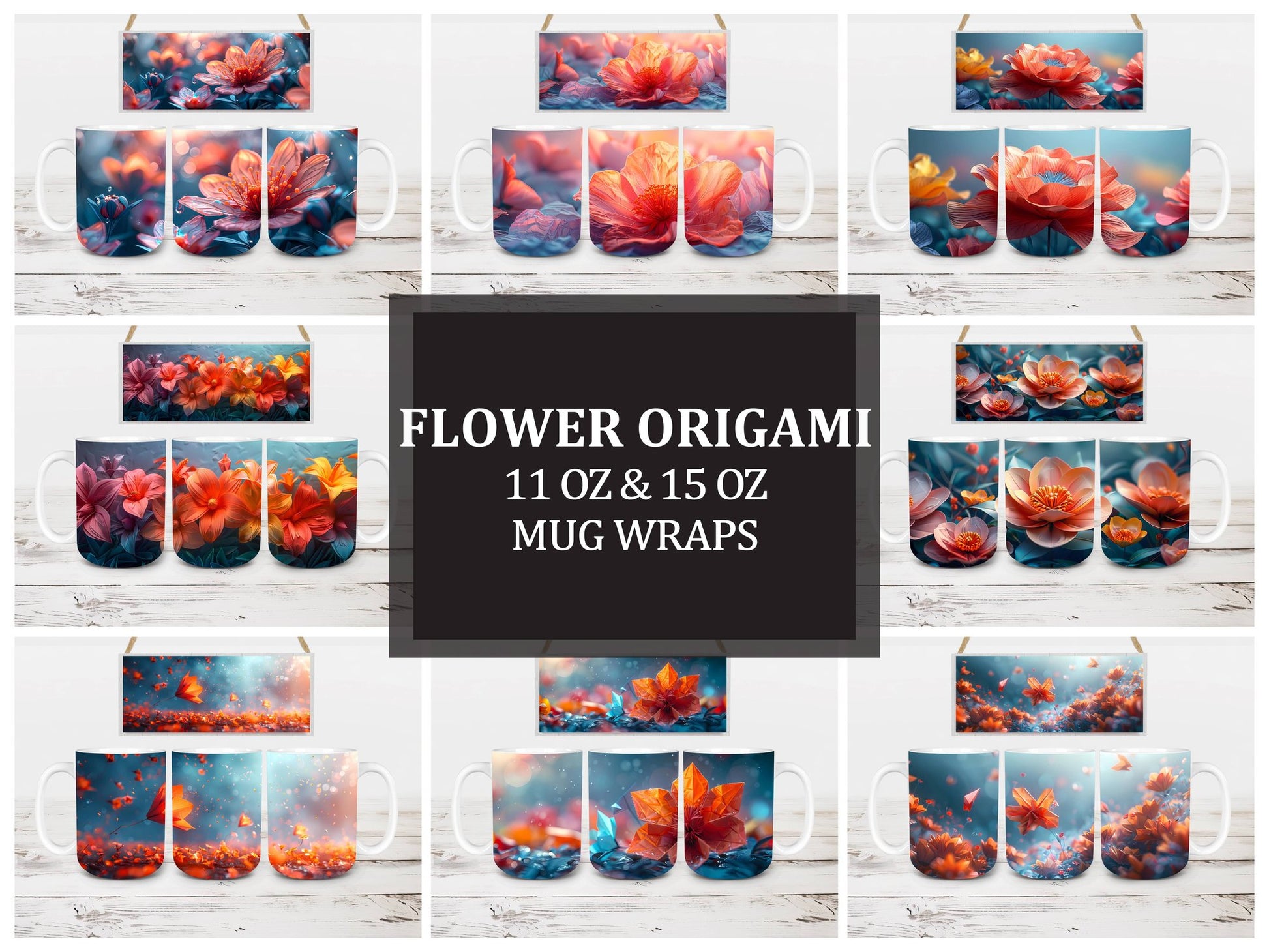 Flower Origami 6 Mug Wrap - CraftNest