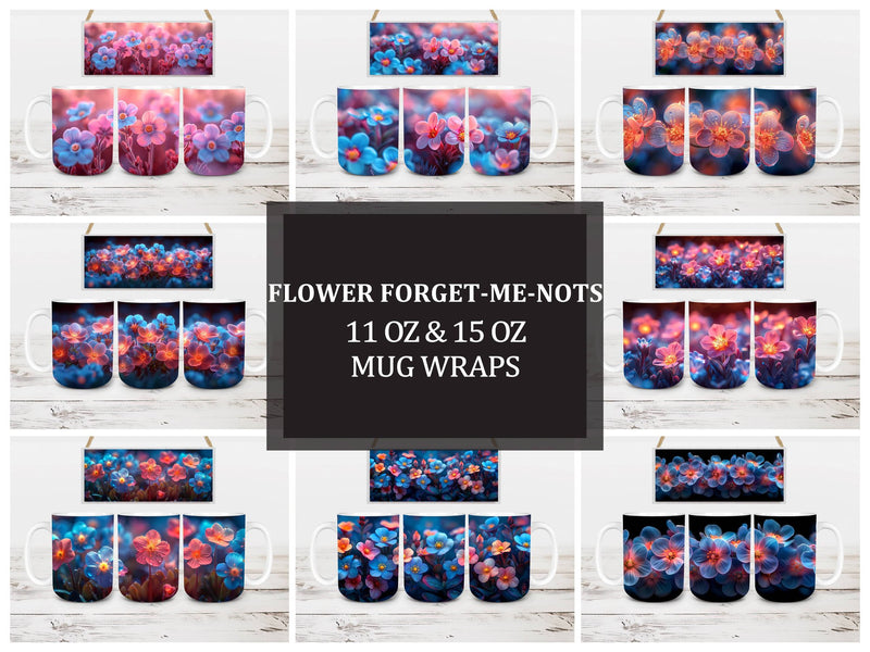 Flower Forget-Me-Nots 3 Mug Wrap - CraftNest