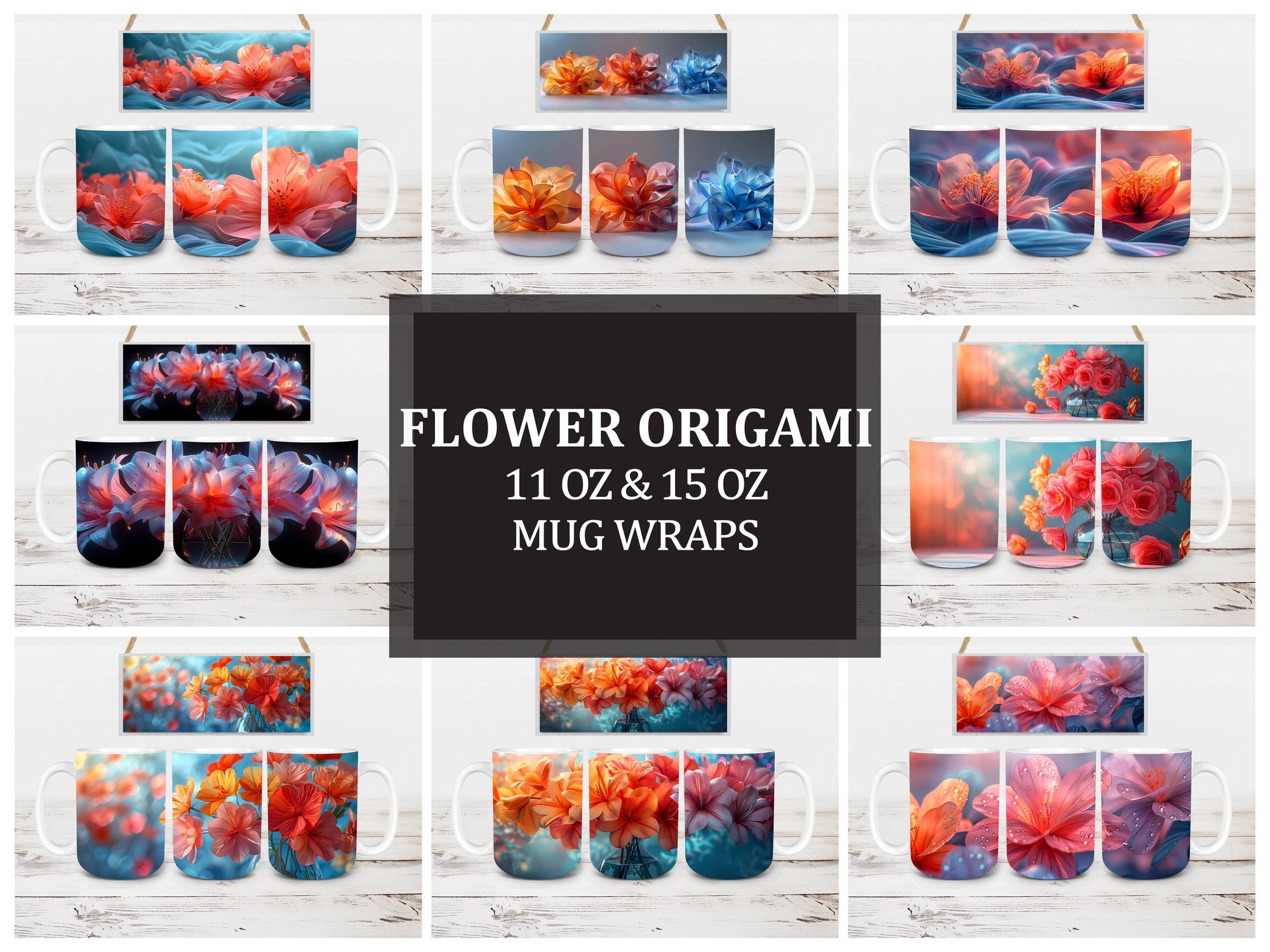 Flower Origami 1 Mug Wrap - CraftNest