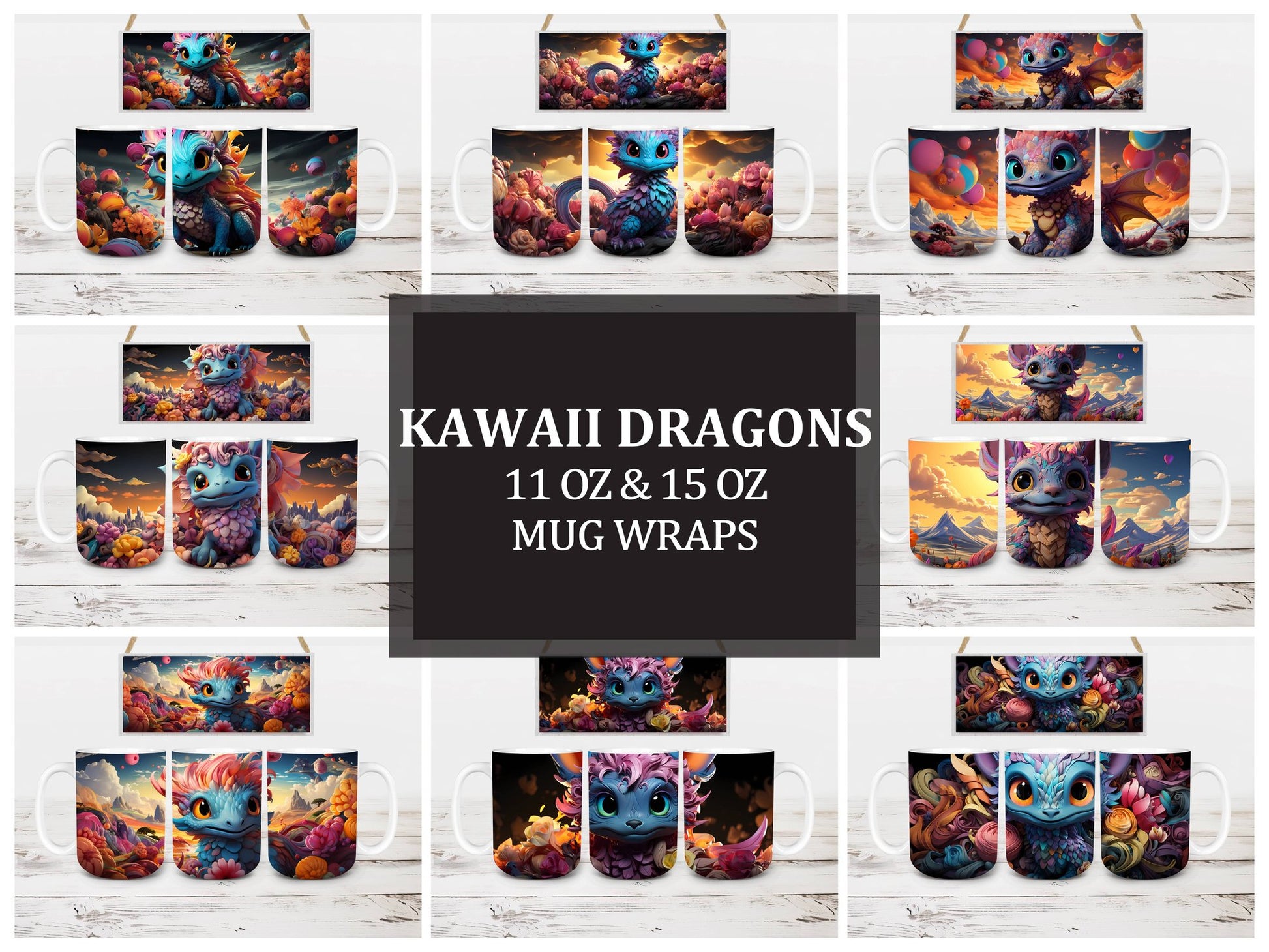 Kawaii Dragons 5 Mug Wrap - CraftNest