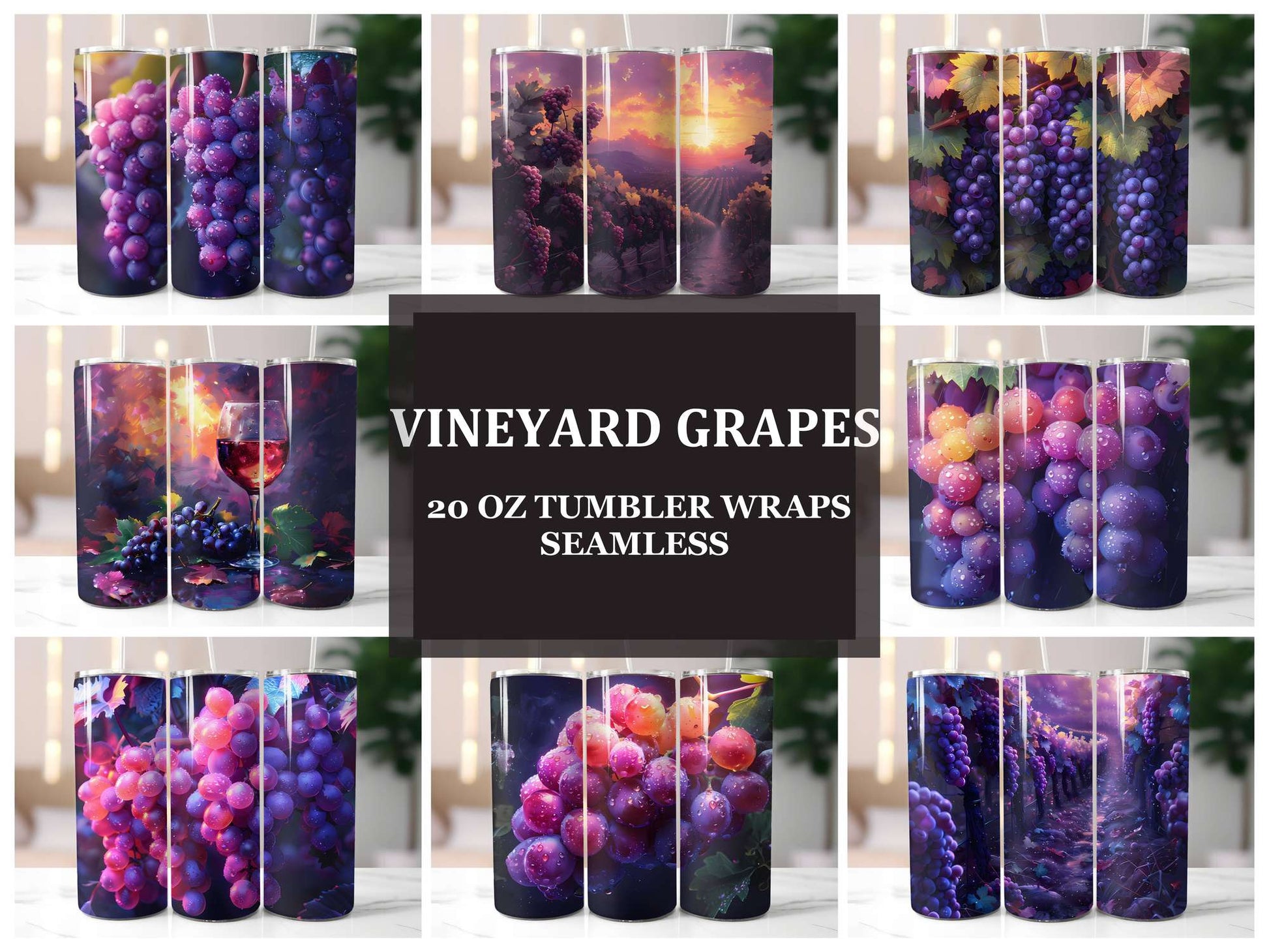 Vineyard Grapes 5 Tumbler Wrap - CraftNest - Digital Crafting and Art