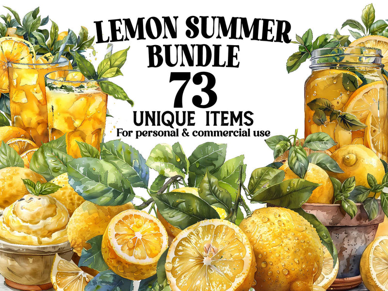 Lemon Summer Clipart - CraftNest - Digital Crafting and Art