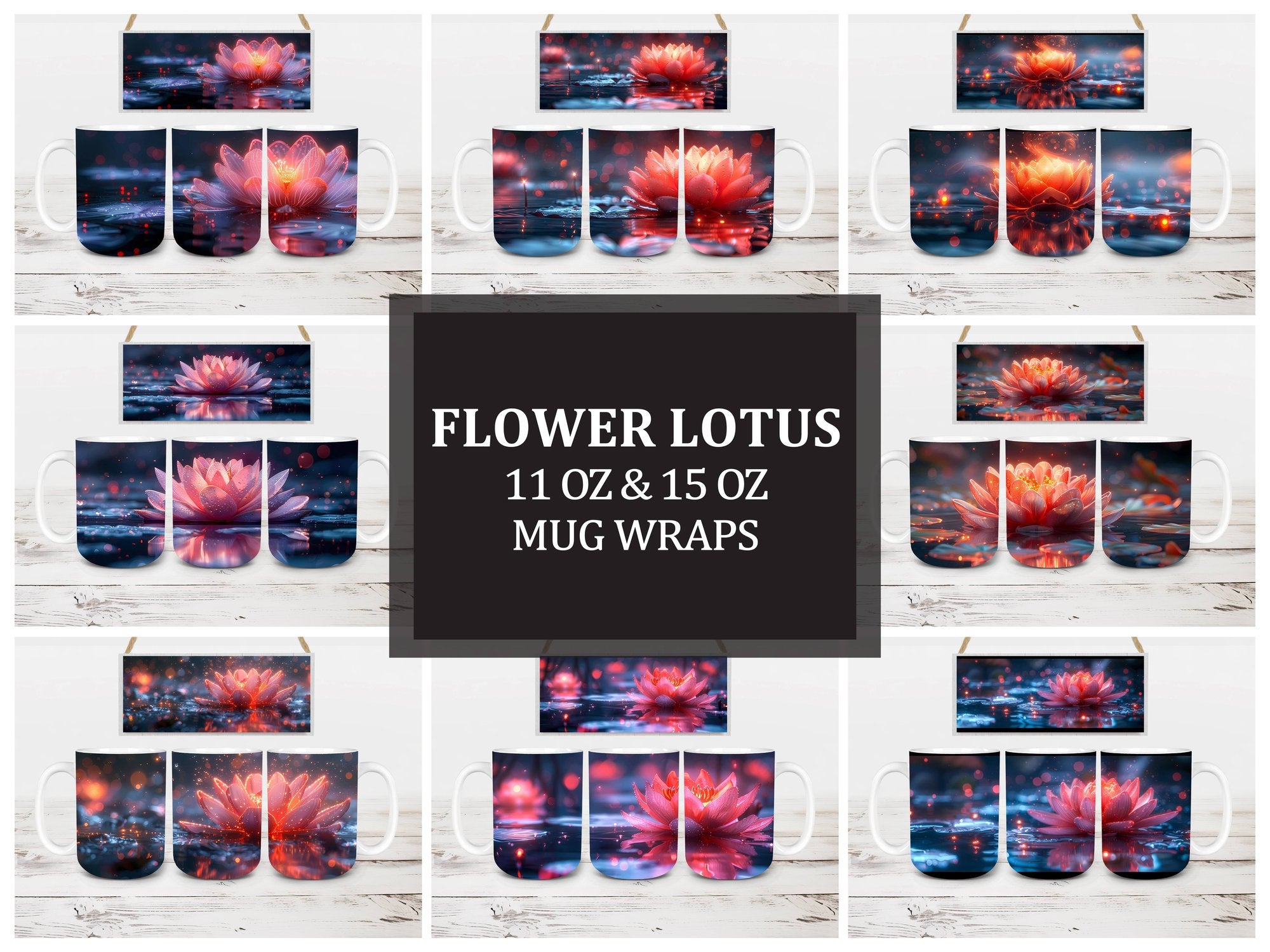 Flower Lotus 7 Mug Wrap - CraftNest