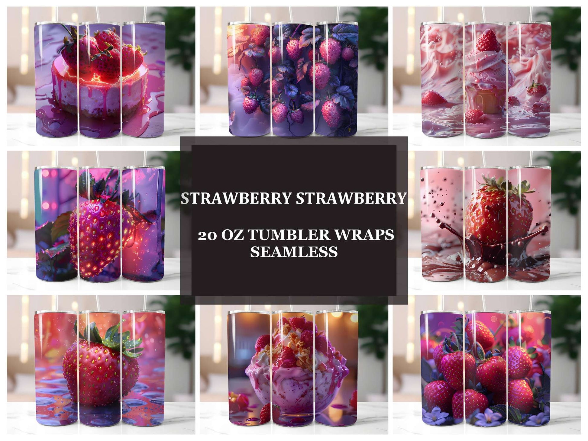 Strawberry 1 Tumbler Wrap - CraftNest - Digital Crafting and Art