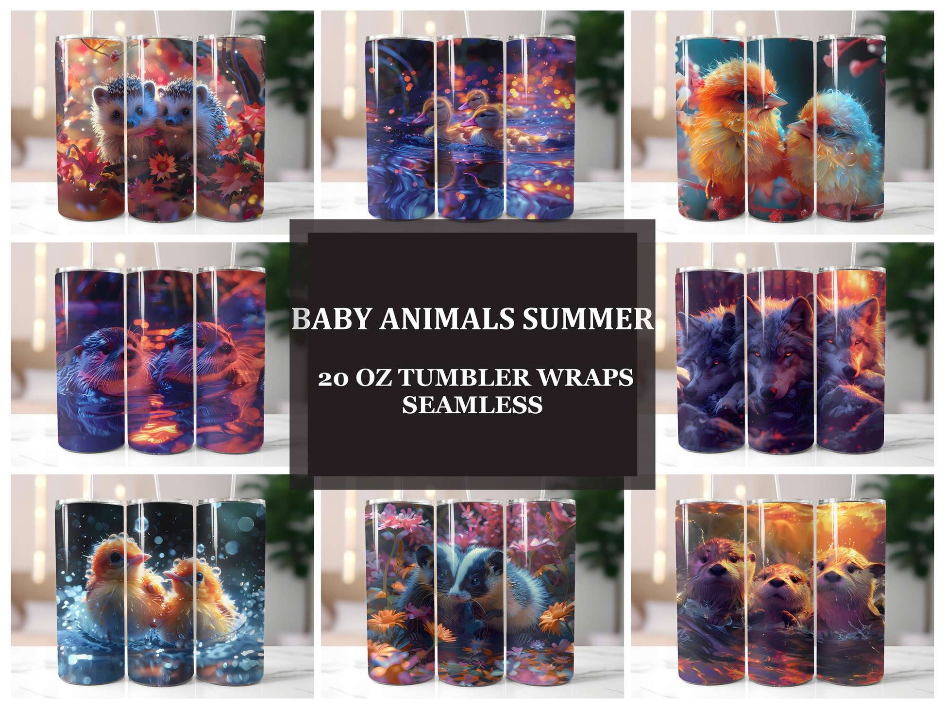 Baby Animals Summer 2 Tumbler Wrap - CraftNest - Digital Crafting and Art