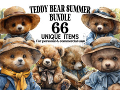 Teddy Bear Summer Clipart - CraftNest - Digital Crafting and Art