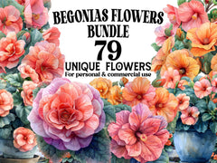 Begonias Flowers Clipart - CraftNest - Digital Crafting and Art