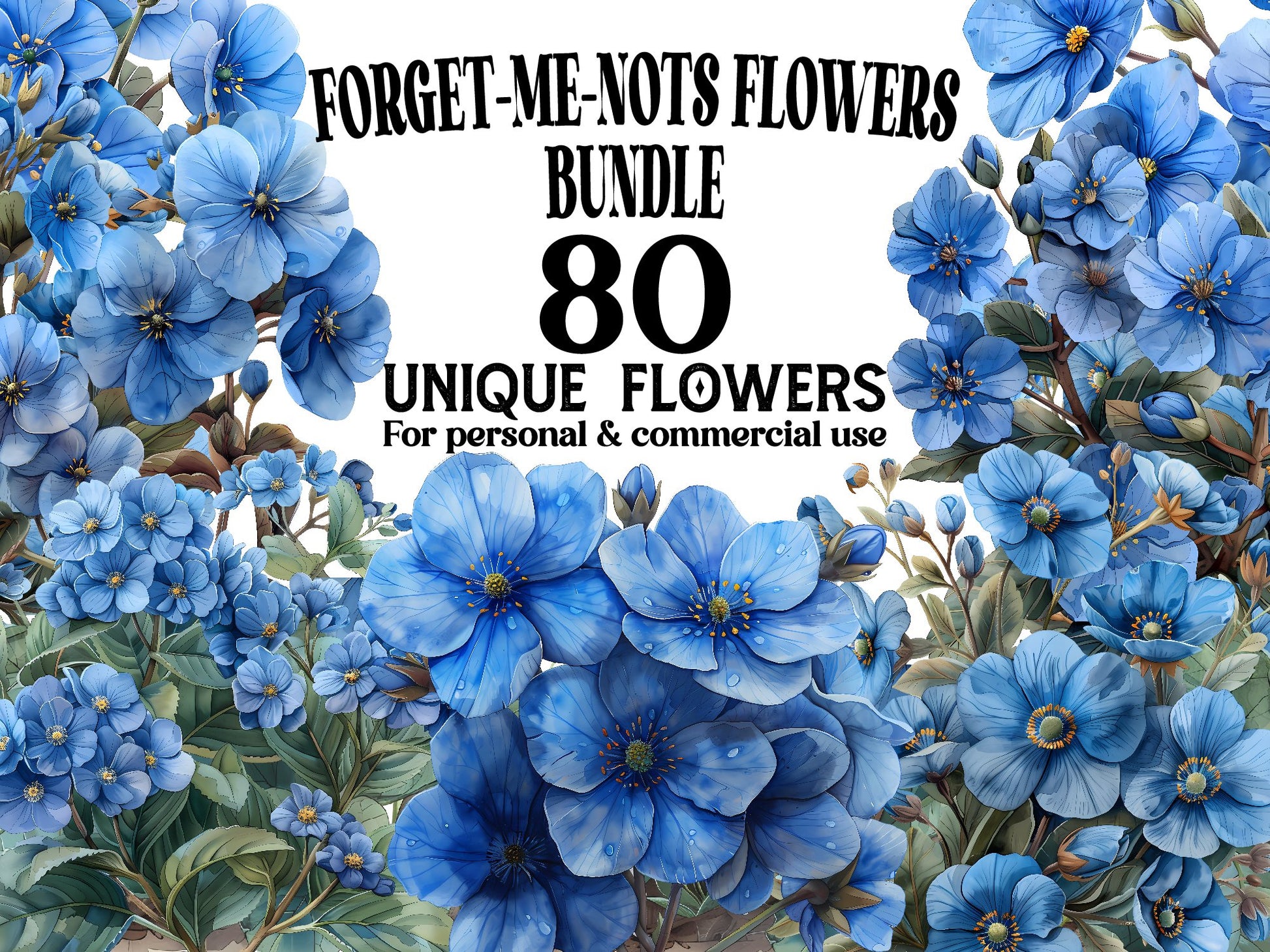 Forget-Me-Nots Flowers Clipart - CraftNest - Digital Crafting and Art